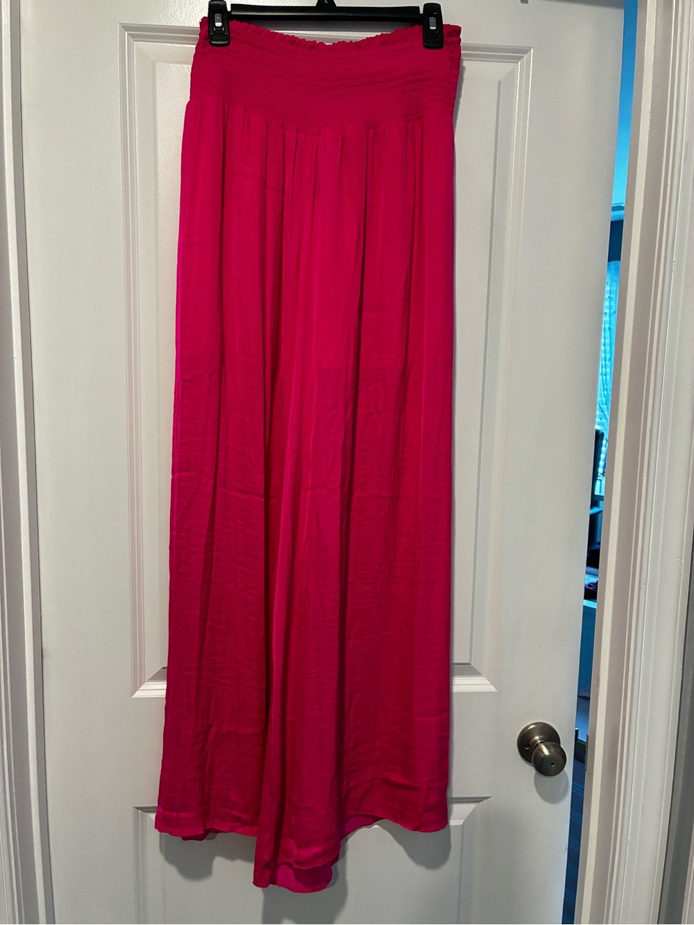 Women's Hot Pink Smocked Waisted Wide Leg Pant